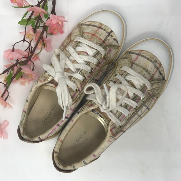 Coach Shoes - Coach Barrett Gold Fashion Sneakers Size 8 B EUC